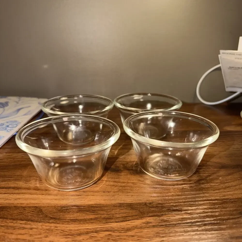 4 Vintage Pyrex Glass Custard Bowls Cups 5Oz #414 USA